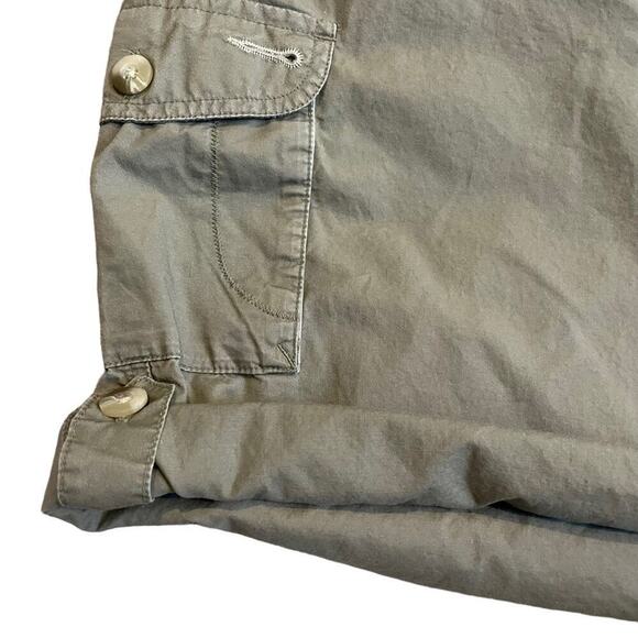 Columbia army green cotton cargo utility shorts roll tab hem size 10 - Picture 5 of 11